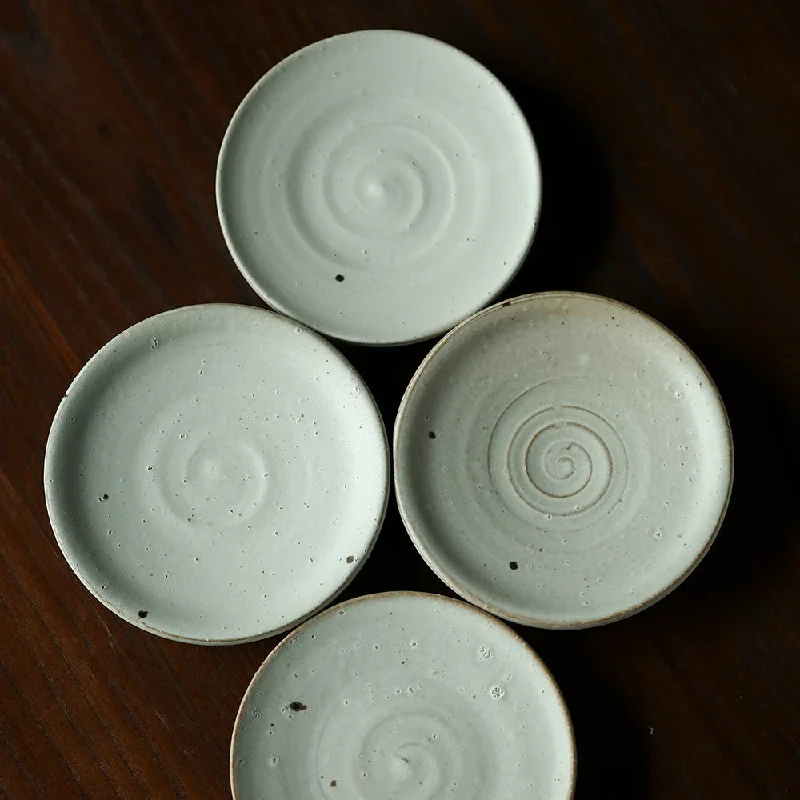 stylish porcelain soup plates for special occasions -Gohobi Handmade Ceramic Kohiki White Coaster Plate