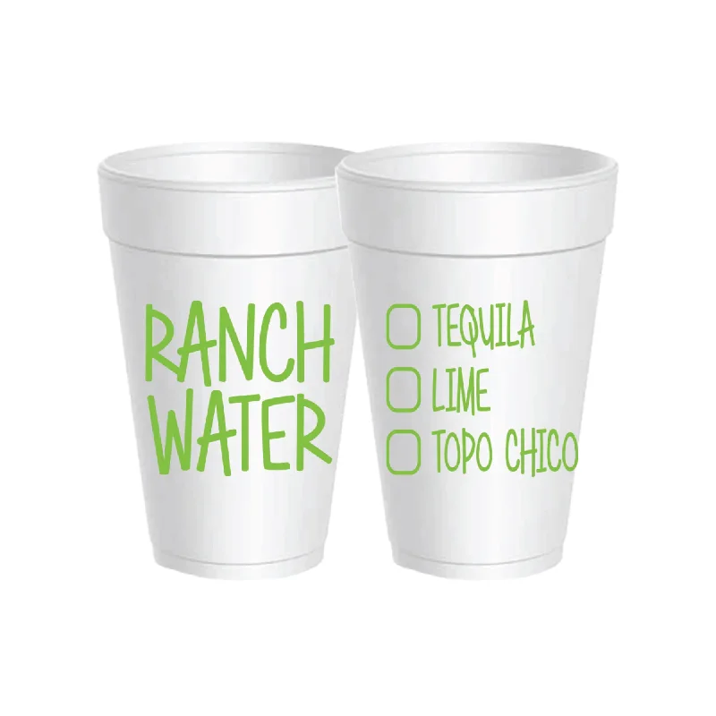 retro tea cup -Ranch Water Styrofoam Cups with Lids 10ct