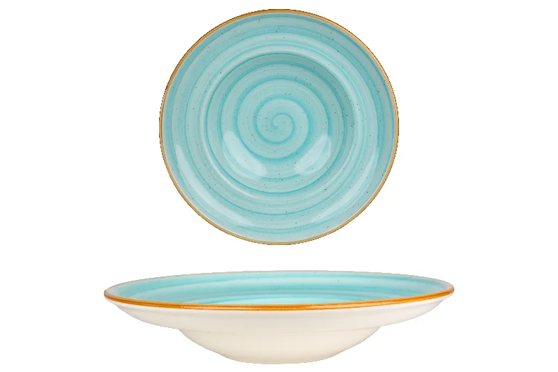 premium porcelain plates for formal dining -Aqua pasta plate 30 cm