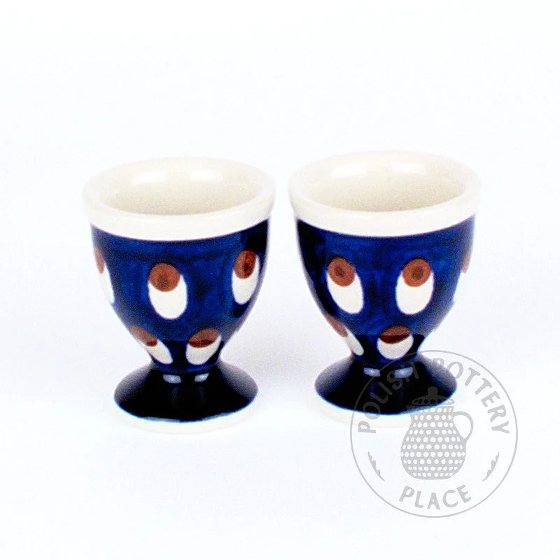 custom coffee cup for family -S/2 Egg Cups - Brown-Eyed Peacock