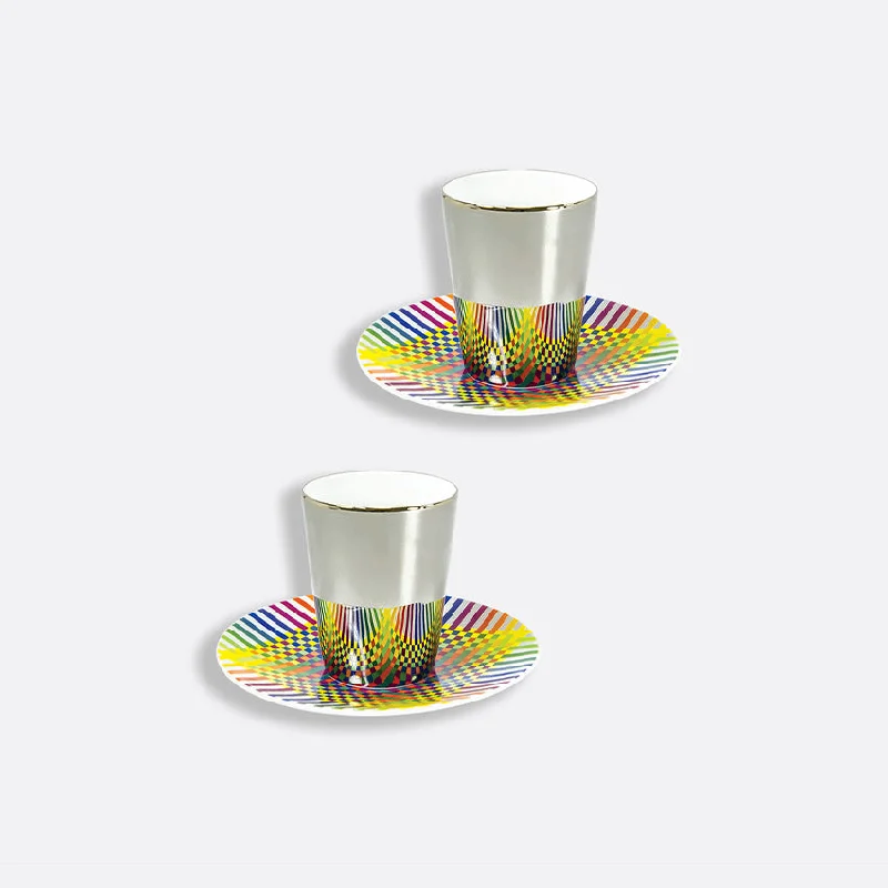 stainless steel tea mug -Bernardaud | Surface Colorée B29 Cups & Saucer - Set of 2