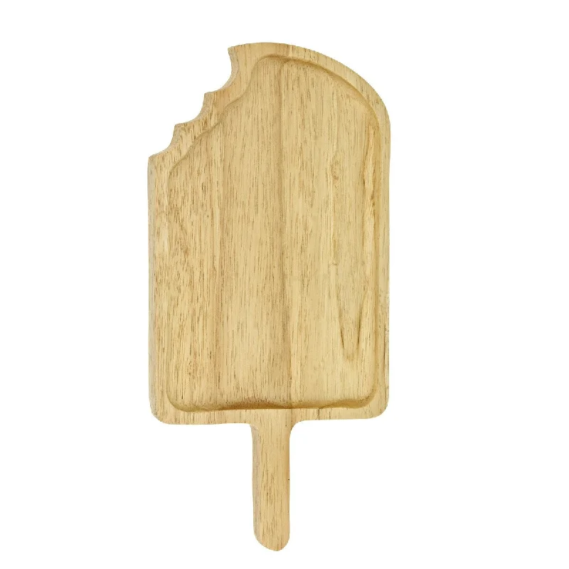 personalized glass plates for weddings -Handmade Fun Ice Cream Popsicle Shaped Native Natural Wood Hand Carved Plate (Thailand)