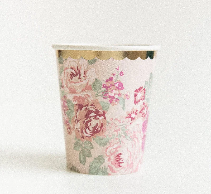 travel cup with cute design -Pink Garden Floral Cup