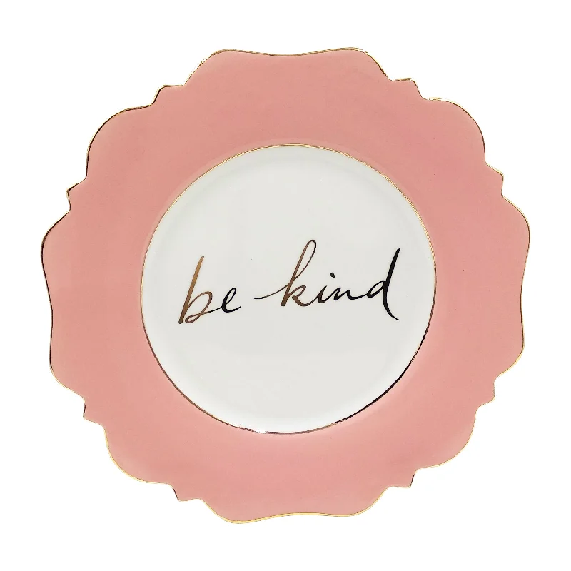 luxury porcelain dinner plates for weddings -Pale Pink 'Be Kind' Side Plate