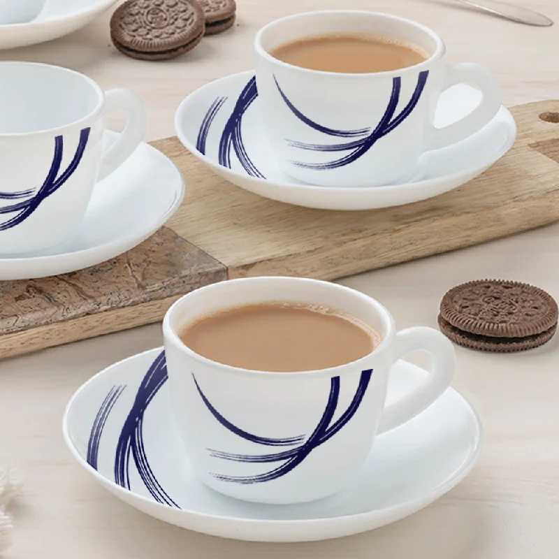 personalized travel cup -Larah by Borosil Indigo Stella Cup n Saucer Set