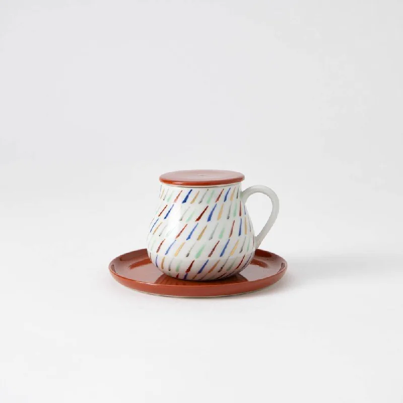 modern design coffee mug -Choemon “PICNIC” Series Kutani Teacup and Saucer