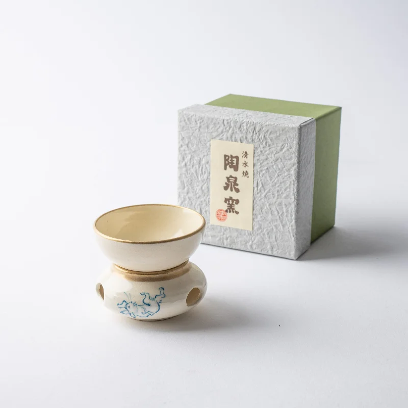 cute design coffee mug -Tosen Kiln  Kozan-ji Temple Choju Giga Kiyomizu Ware Sakazuki Flat Sake Cup with Stand