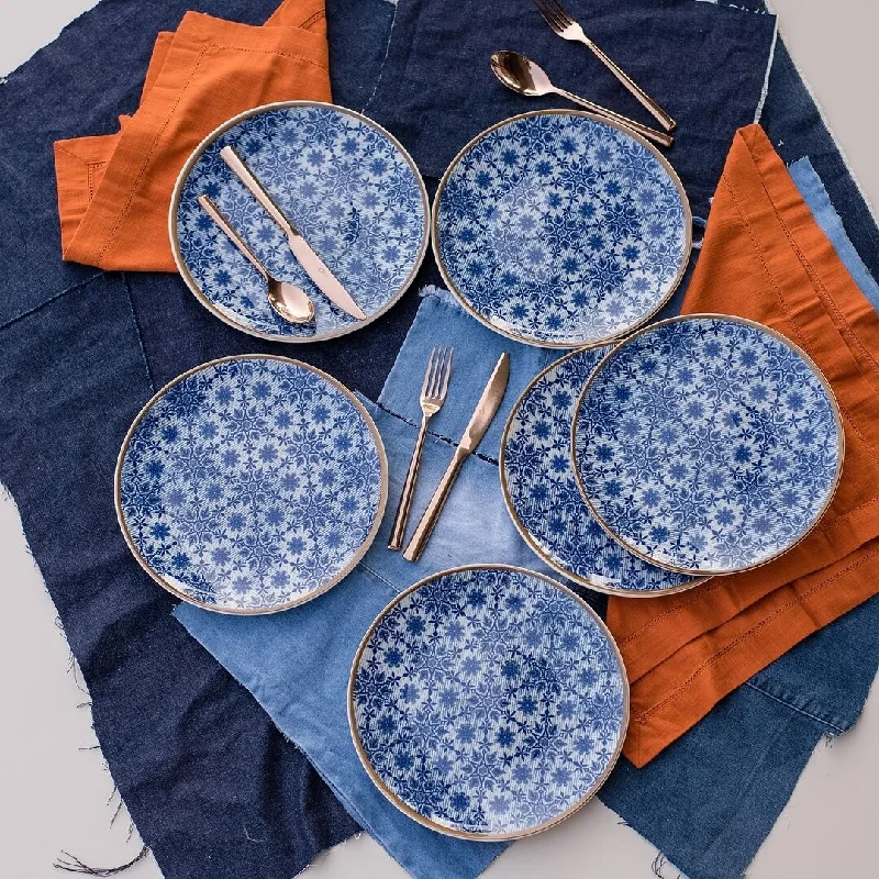 stylish bamboo flatware for formal dining -Daily Unni Large 9.24" Dinner Plates in Orange and Blue