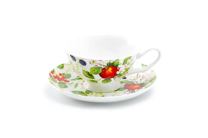 funny ceramic coffee mug -Fruits Garden Bone China Tea Cup and Saucer