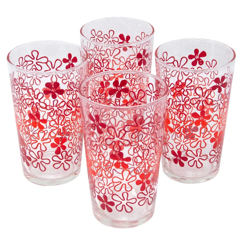 reusable stainless steel straws for picnics -Red and Orange Flower Tumblers