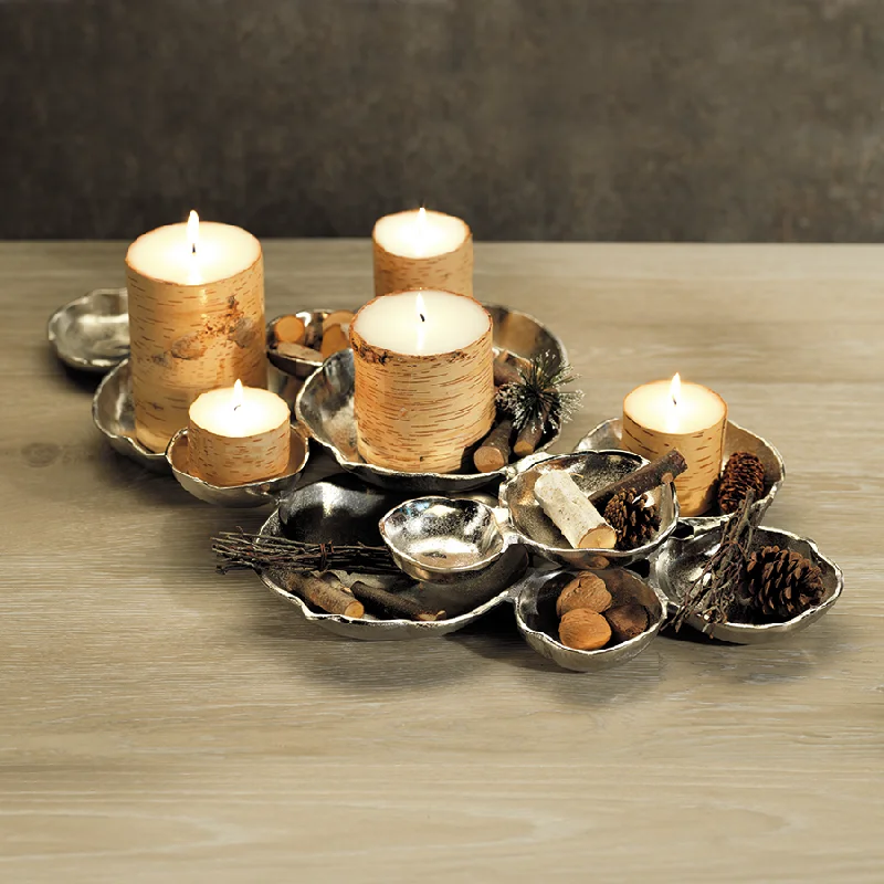 eco-friendly bamboo drinkware for outdoor events -Cluster of Twelve Round Serving Bowls - Silver