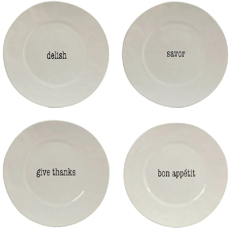 heavy-duty bamboo plates for family meals -Certified International It's Just Words Dinner Plates (Set of 4)