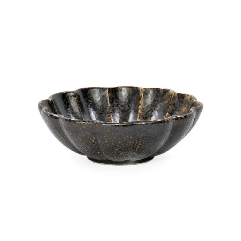 reusable glass dinnerware for eco-conscious dining -Kikka Daisy Black Kessho Kobachi Bowl 10 fl oz / 5.35" dia