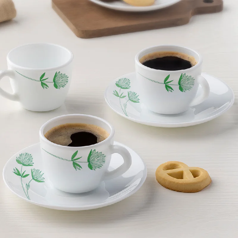 simple coffee mug -Larah by Borosil Green Lily Cup n Saucer Set