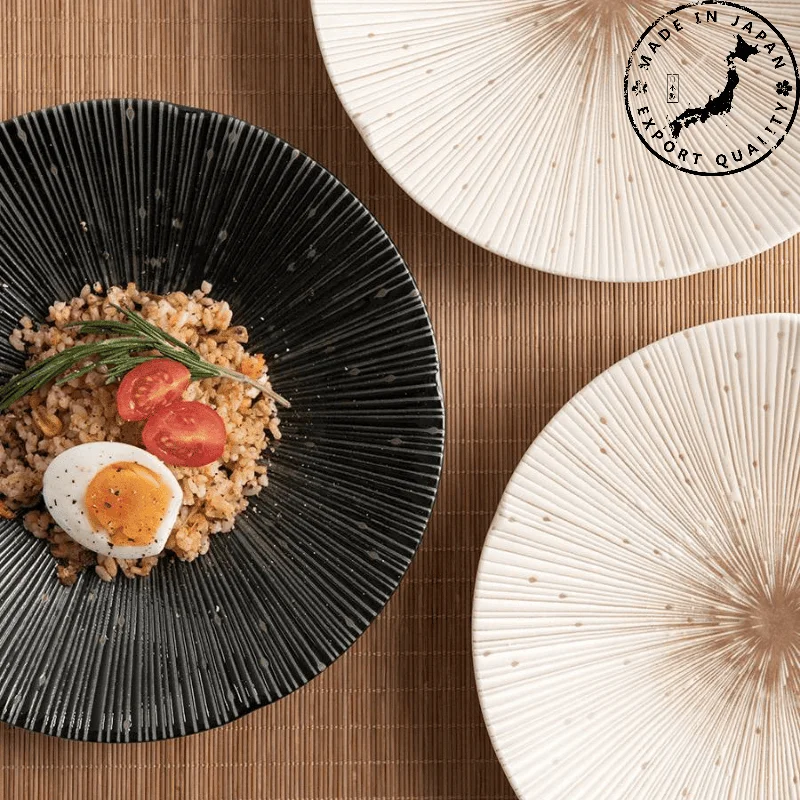 biodegradable paper plates for formal events -Handcrafted Japanese Mino Ware Ceramic Wrinkled Plates