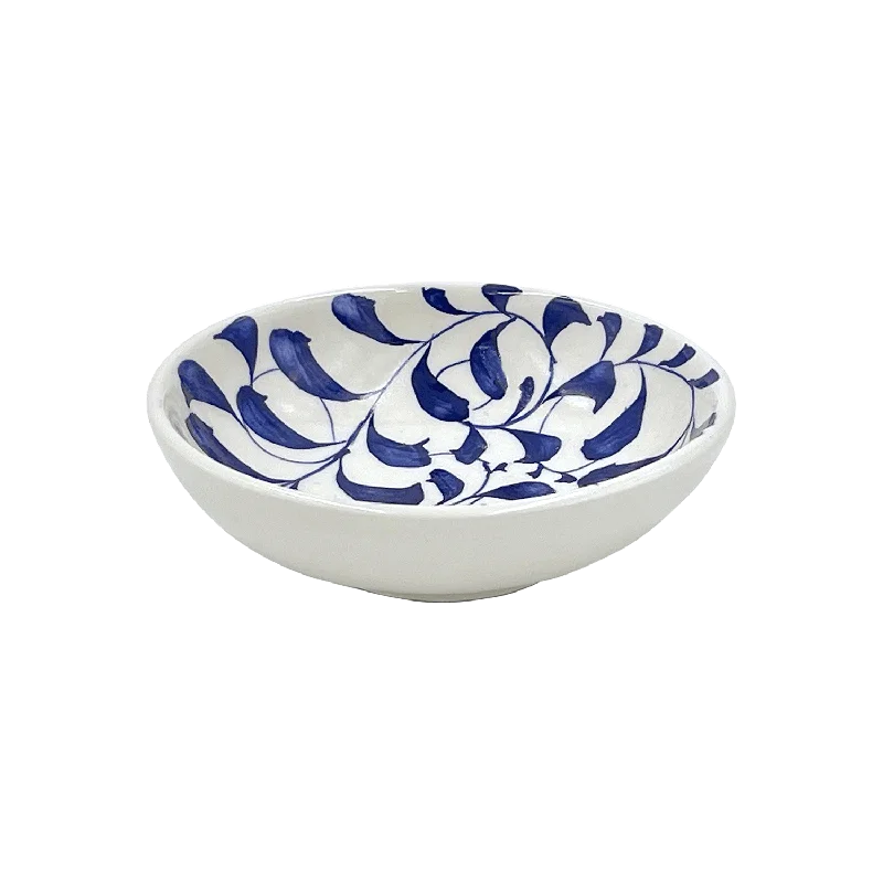 modern bamboo dinnerware for formal occasions -Navy Blue Scroll Peanut Bowl