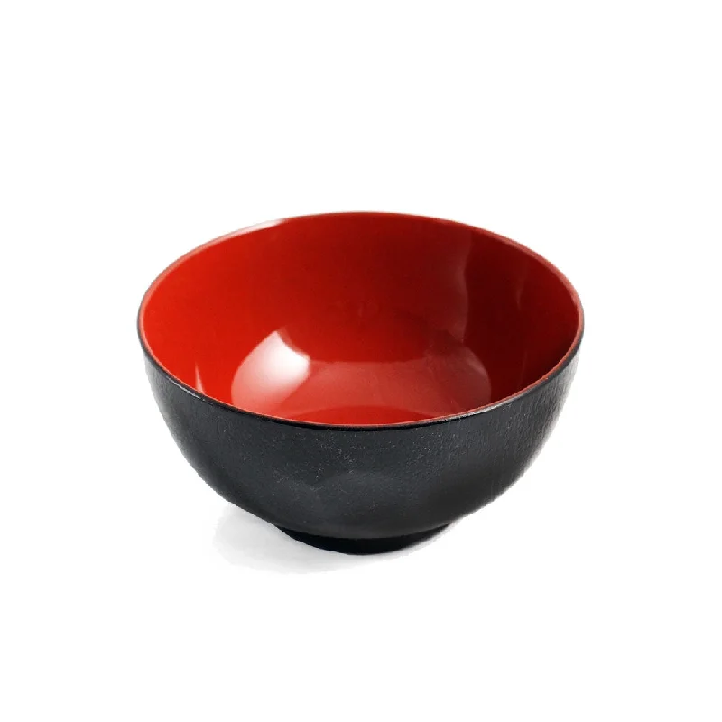 personalized bamboo serving platters -Black Soup Bowl with Red Interior 12 fl oz / 4.72" dia