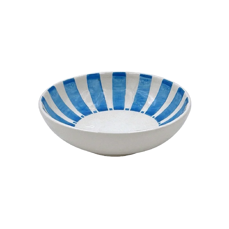 reusable glass plates for outdoor parties -Light Blue Stripes Peanut Bowl