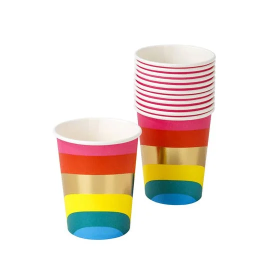 holiday themed coffee mug -Bright Rainbow Paper Cups