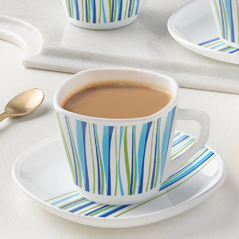 latte mug -Larah by Borosil Rio Blue Square Cup n Saucer Set