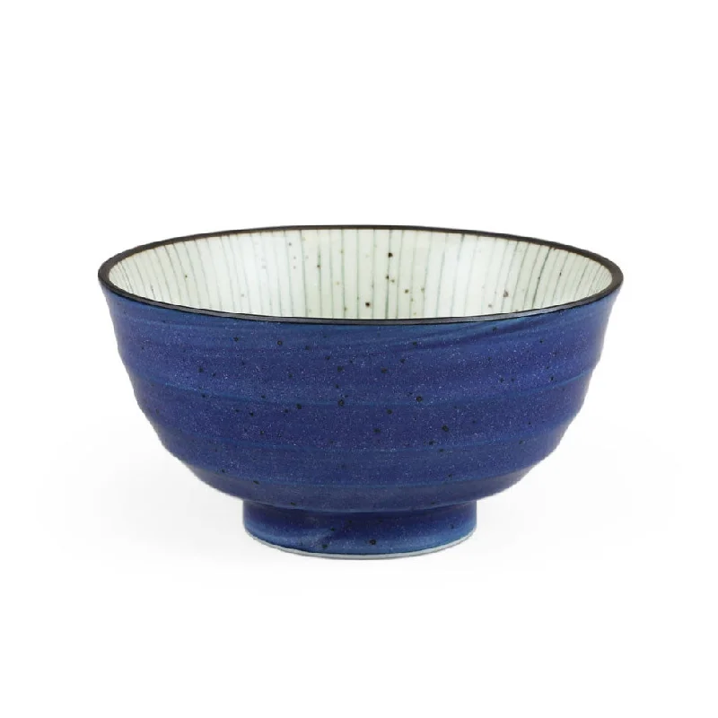 high-quality porcelain dinner plates for restaurants -Tokusa Blue Lined Interior Donburi Bowl 35 fl oz / 6.73" dia