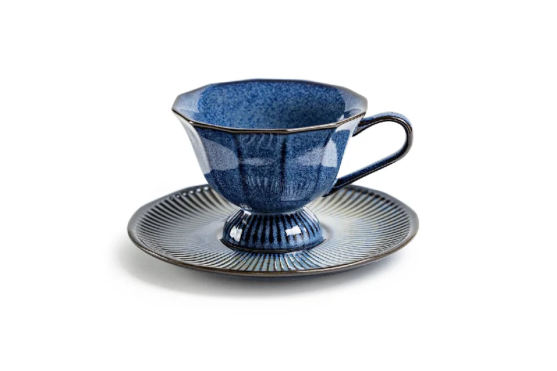 Christmas tea mug -Sapphire Serenity Fine Porcelain Cup and Saucer