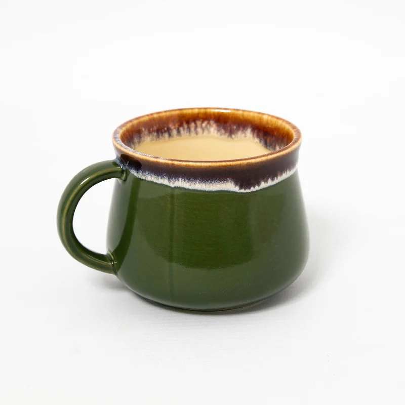 coffee cup with handle -Cup with Spoon - Fir Tree Green