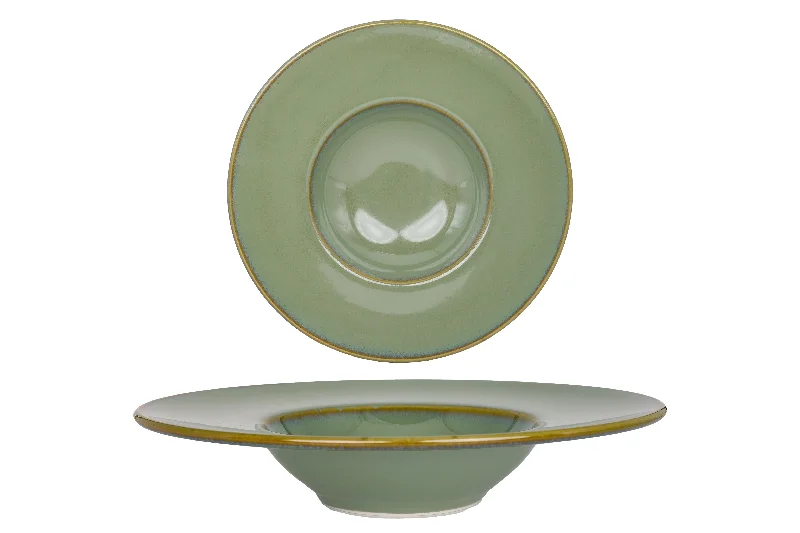 eco-friendly porcelain dinnerware sets for events -Sage Hygge Pasta Plate 28 cm