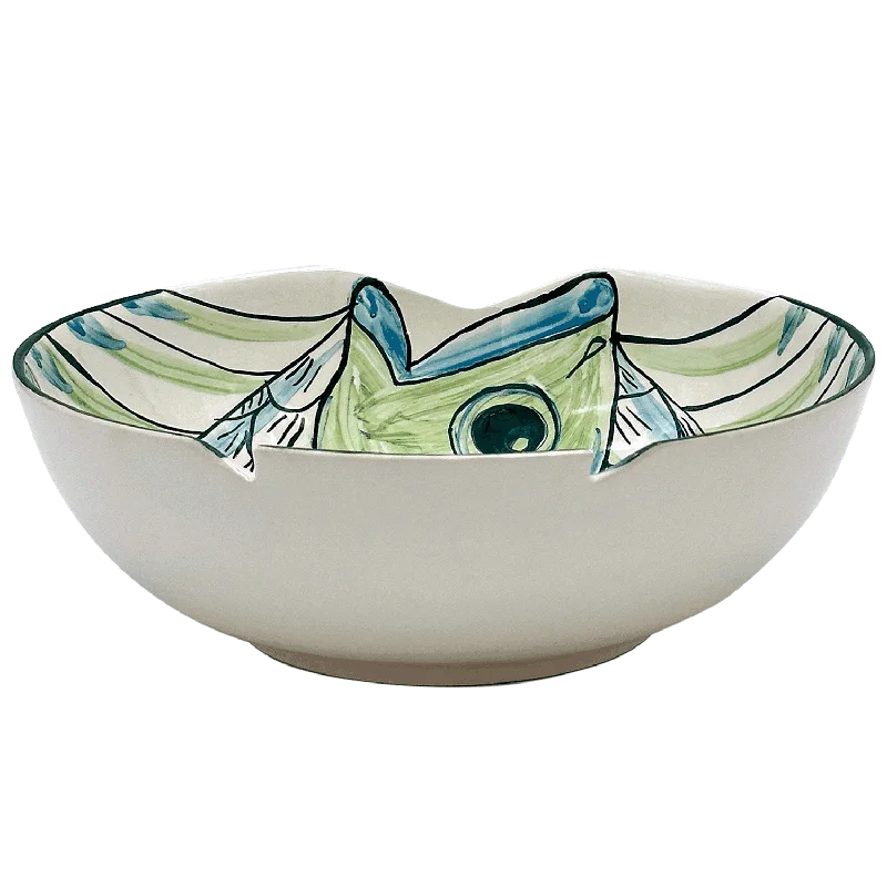 reusable ceramic dinner plates for catering events -Green Romina Fish Salad Bowl