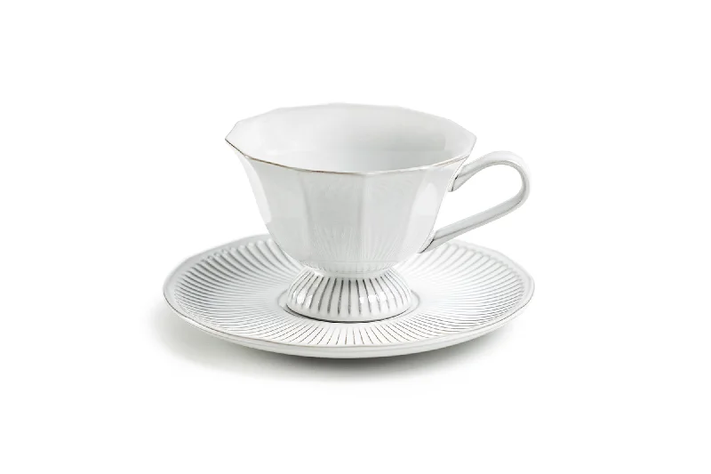 unique travel coffee cup -Ivory Grace Fine Porcelain Cup and Saucer