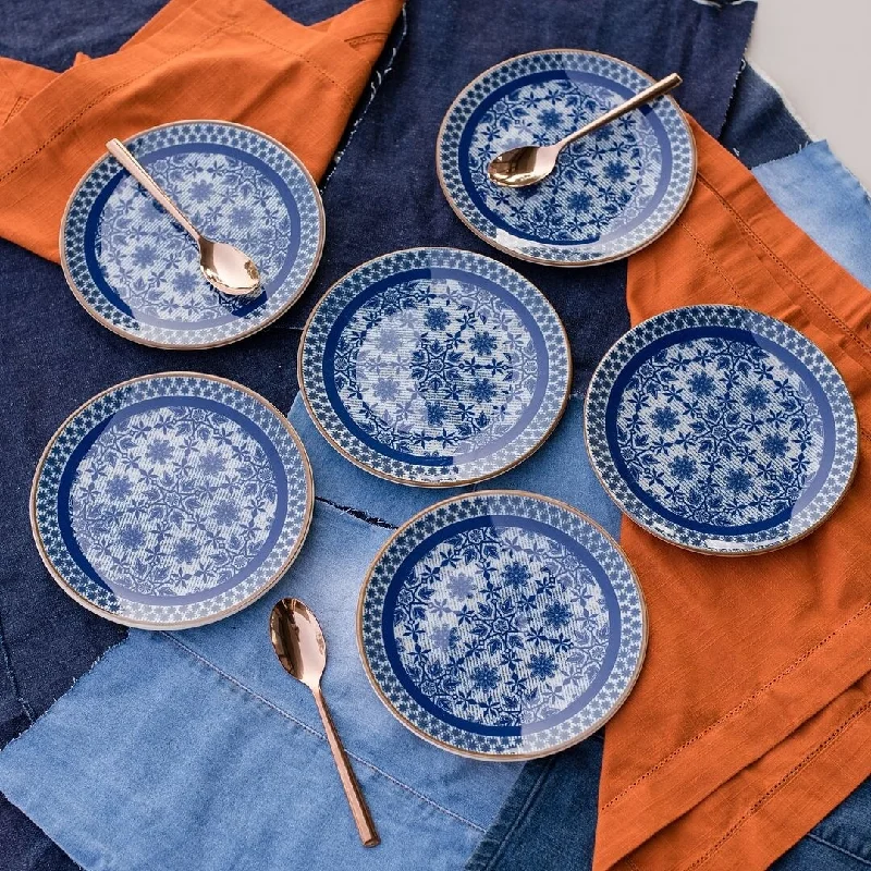 eco-friendly plastic flatware for kids -Daily Unni Medium 7,48" Salad Plates in Blue