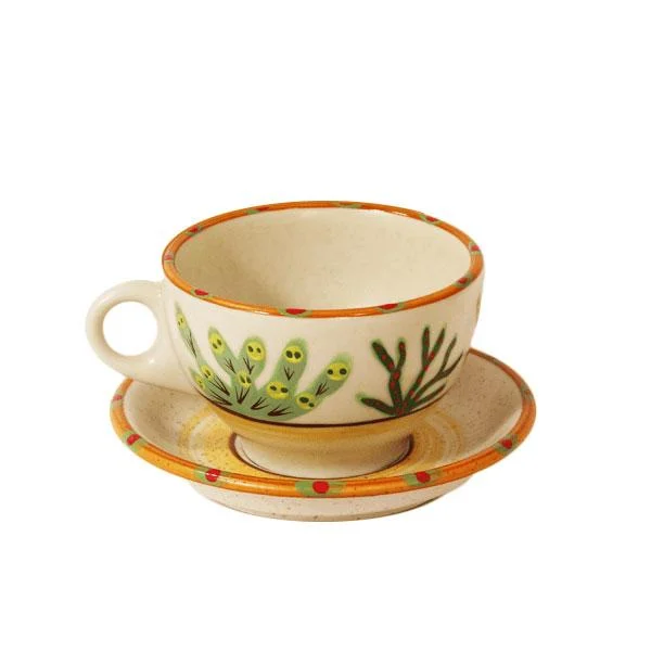 best coffee mug -Latte Cup & Saucer Set - Tan Southwestern Desert | Sonoran Desert