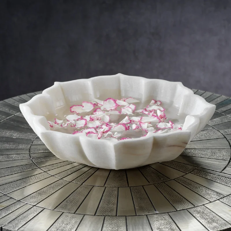 personalized glass plates for weddings -Lotus Marble Bowl