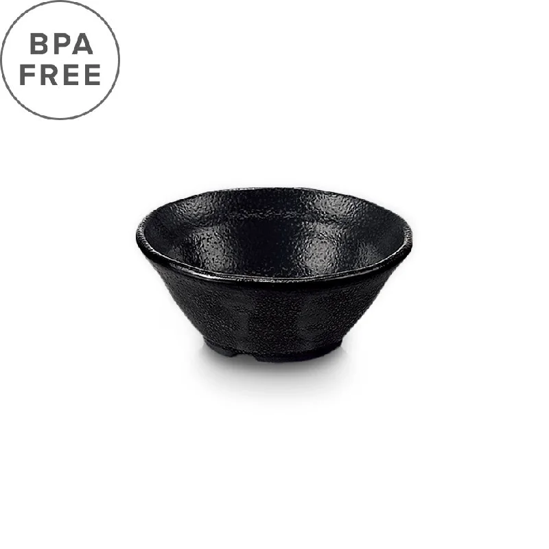 elegant wooden serving trays for weddings -Melamine Black Grainy Kobachi Bowl 5.4 fl oz / 4.1" dia