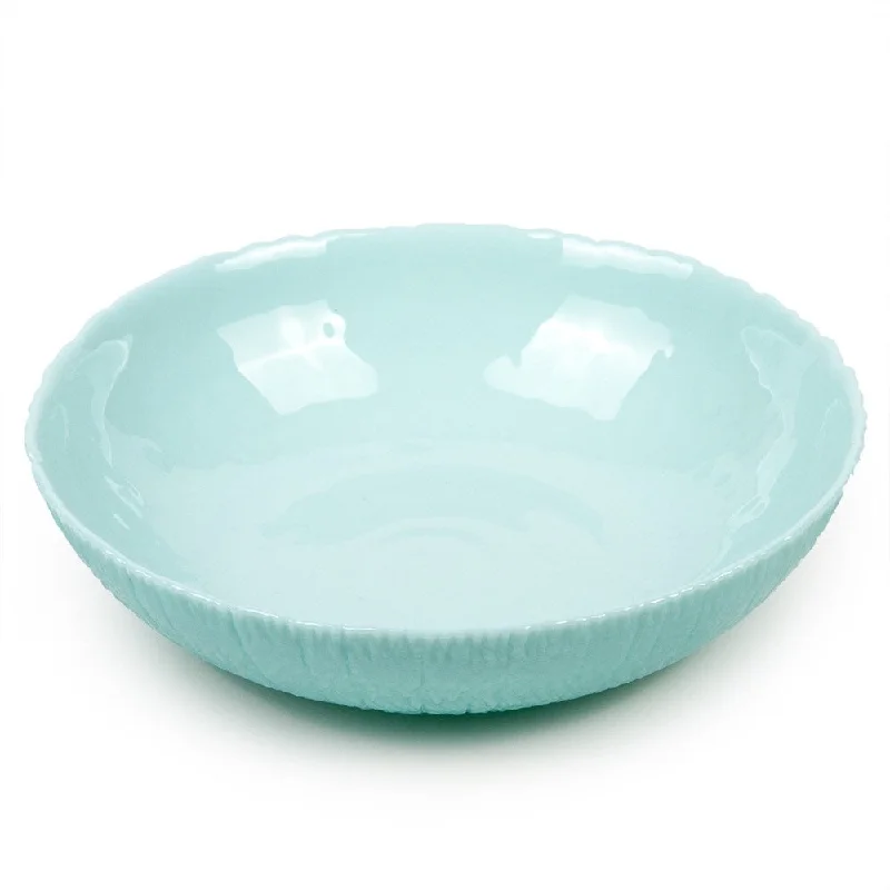 kids-friendly bamboo cups for family picnics -Luminarc Ammonite Turquoise 5.5" Glass Serving Salad Bowl