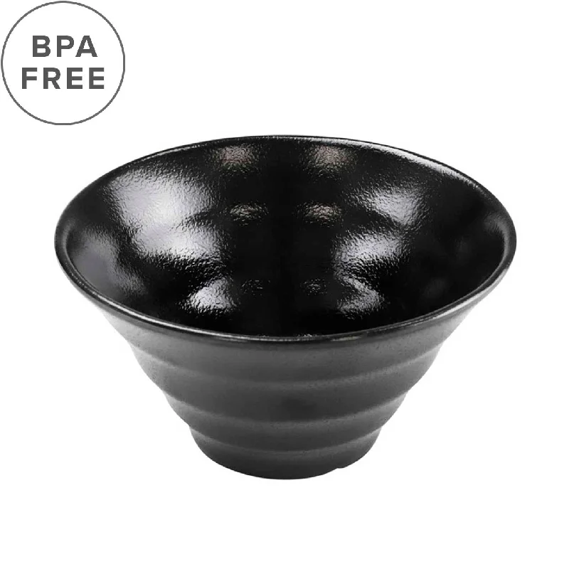 premium porcelain plates for family gatherings -Melamine Black Grainy Noodle Bowl 40 fl oz / 7.4" dia