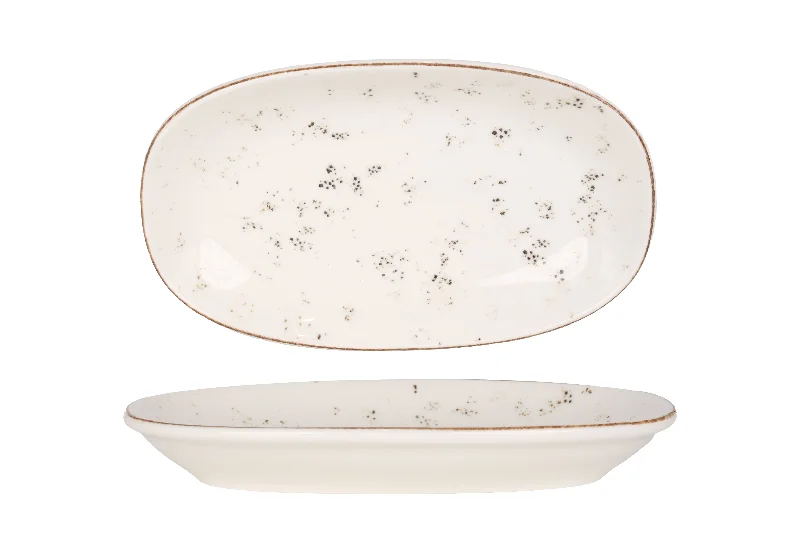 eco-friendly porcelain serving bowls for family meals -Grain Service Plate 24x14 cm