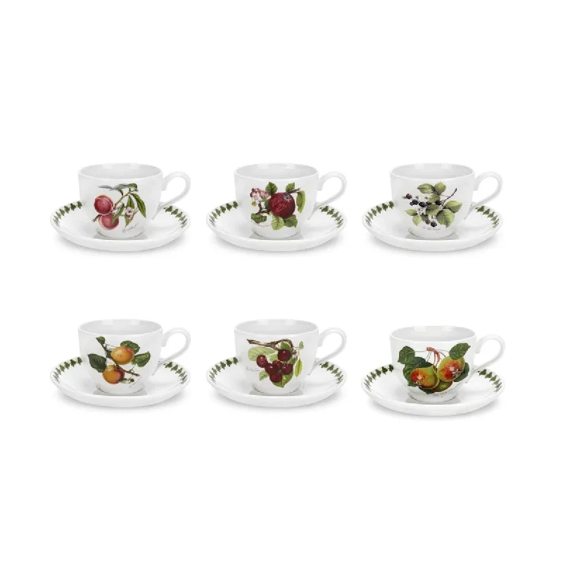 gold rimmed coffee mug -Portmeirion Pomona Tea Cup and Saucer Set Assorted 200ml (price per item)