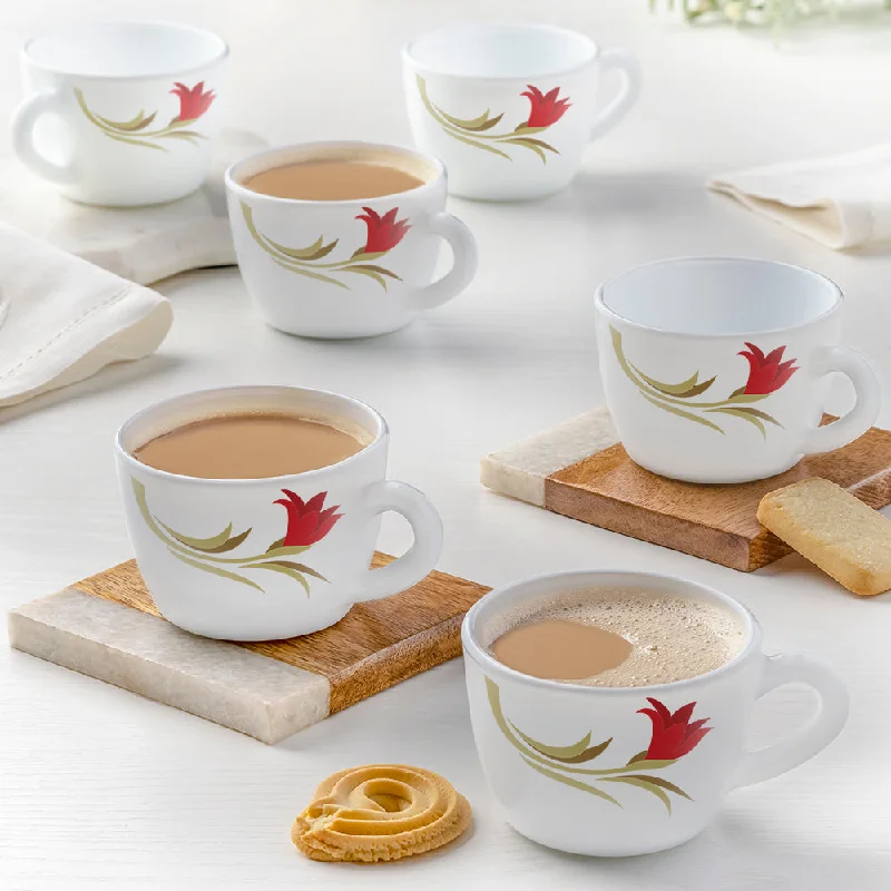 plain white tea mug -Larah by Borosil Red Lily Cup Set