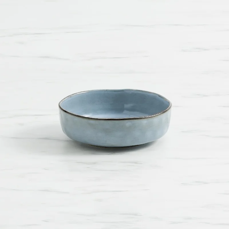 reusable glass dinnerware for eco-conscious dining -Salisbury & Co Baltic Pasta Bowl 20cm in Blue/Grey