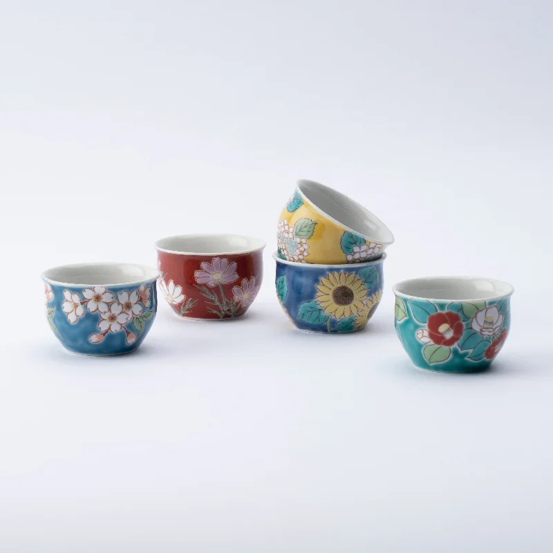 coffee mug for men -Seasonal Flowers Ochoko Sake Cup Set