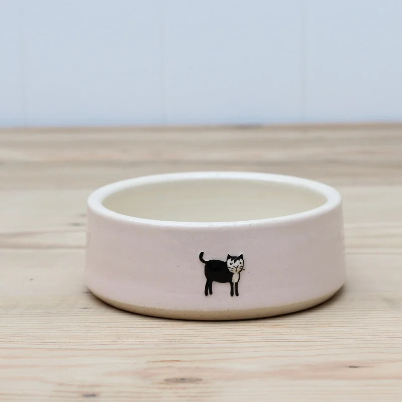 elegant ceramic plates for fine dining -SECOND - Small Hogben Cat Bowls - Black and White Kitten