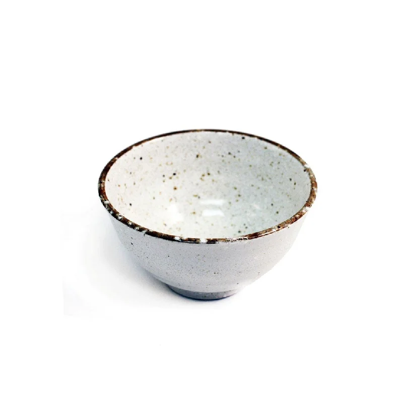 durable paper cups for family gatherings -Ivory Rice Bowl with Brown Trim 11 fl oz / 4.72" dia