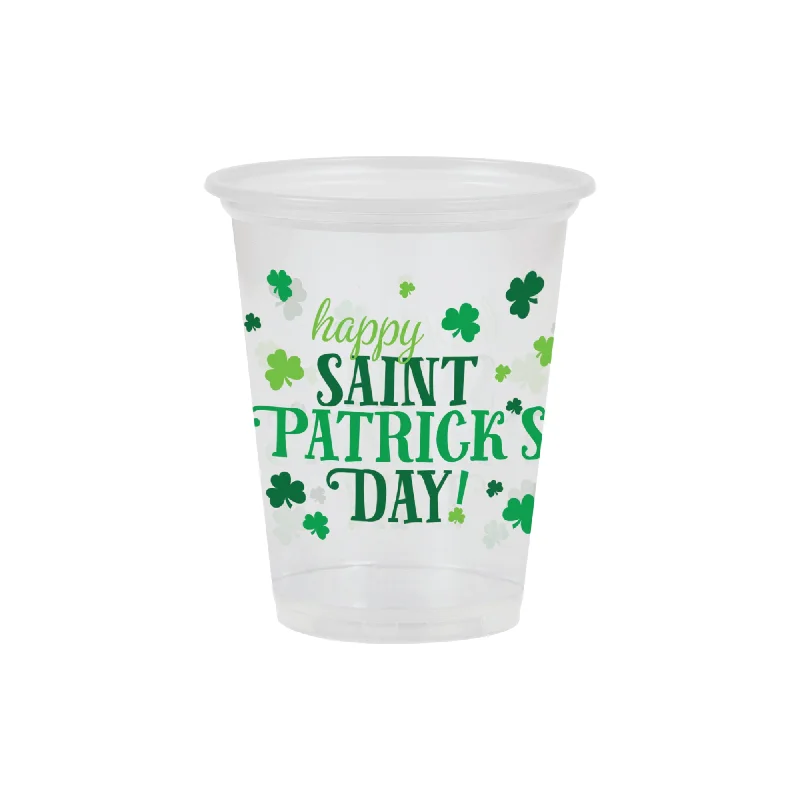 white coffee mug -Happy Saint Patrick's Day Plastic Cups 8ct