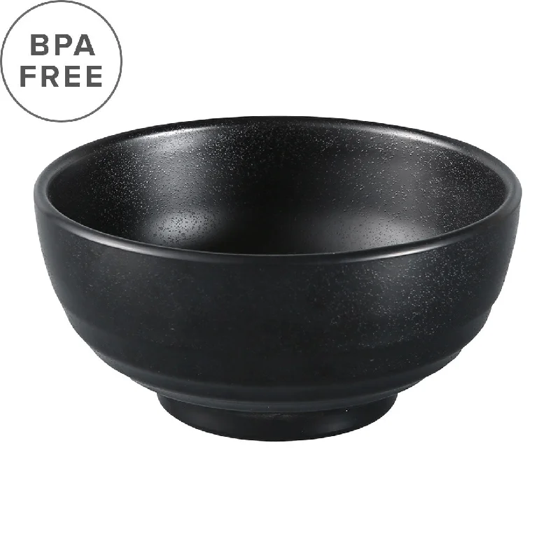 high-end bamboo serving platters for catering -Melamine Black Grainy Noodle Bowl 40 fl oz / 7.6" dia