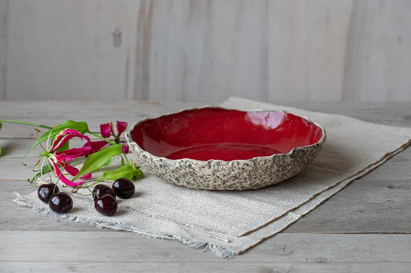 modern porcelain flatware for dining events -Large fruit bowl