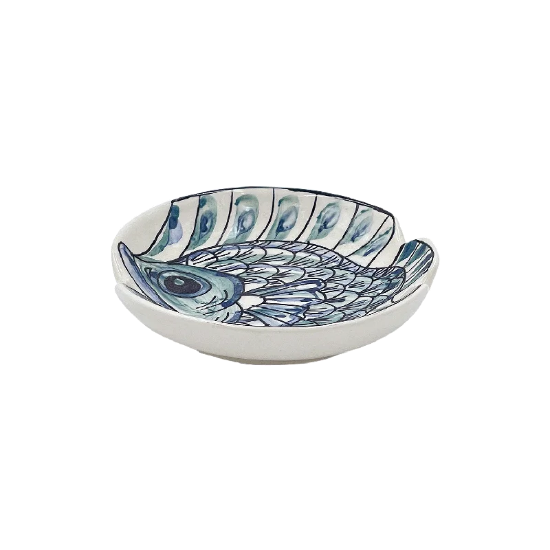 stylish porcelain soup bowls for dining -Blue Romina Fish Dipping Bowl