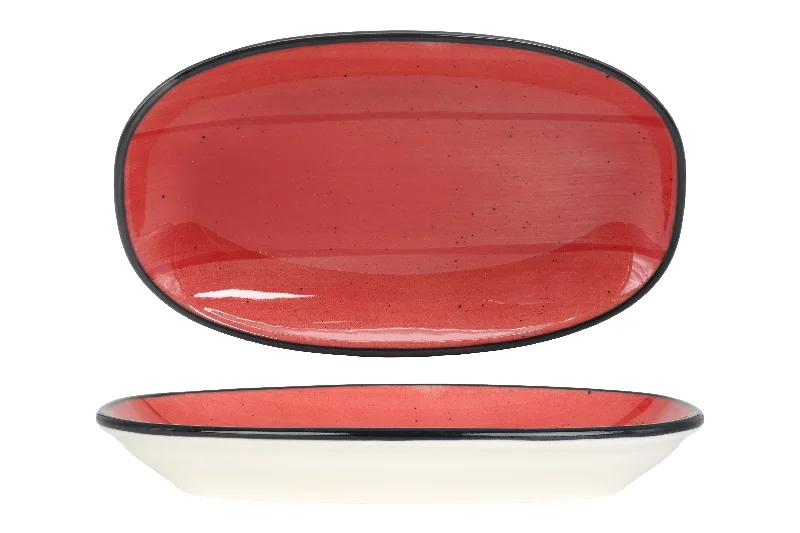 luxury porcelain dinner plates for holiday meals -Aura Passion service plate 24x14 cm