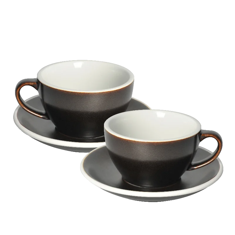 black travel coffee mug -Set of 2 300ml Cafe Latte Cup & Saucer