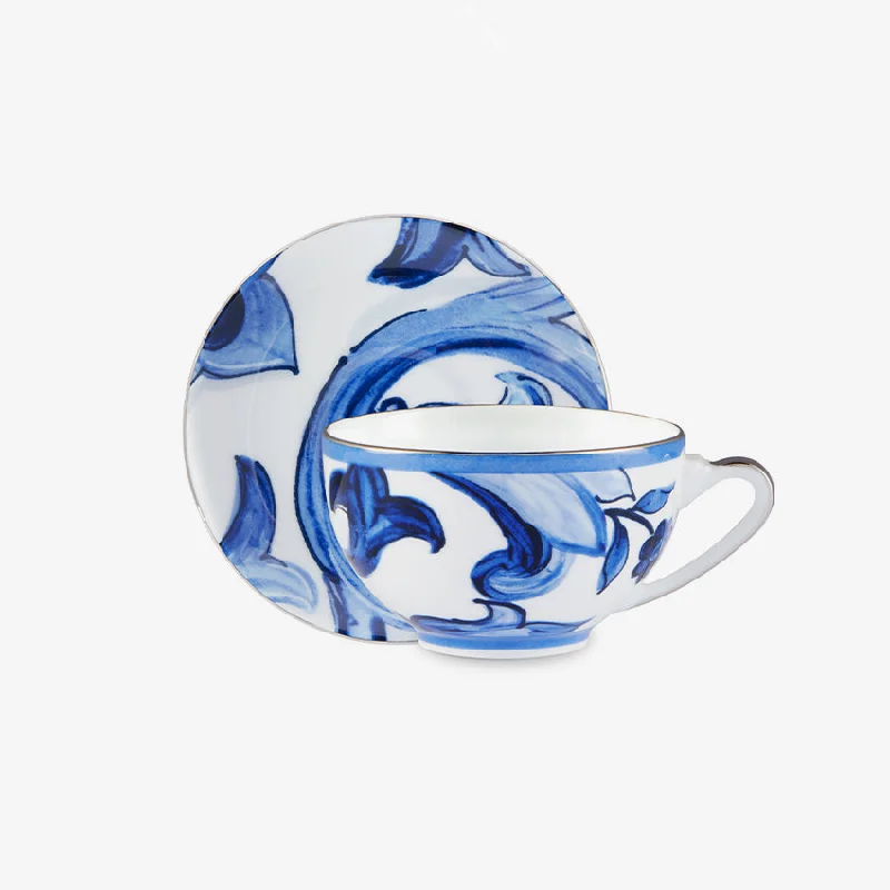 motivational tea mug -Dolce & Gabbana Casa | Blue Mediterraneo Fiore Tea Cup and Saucer Set